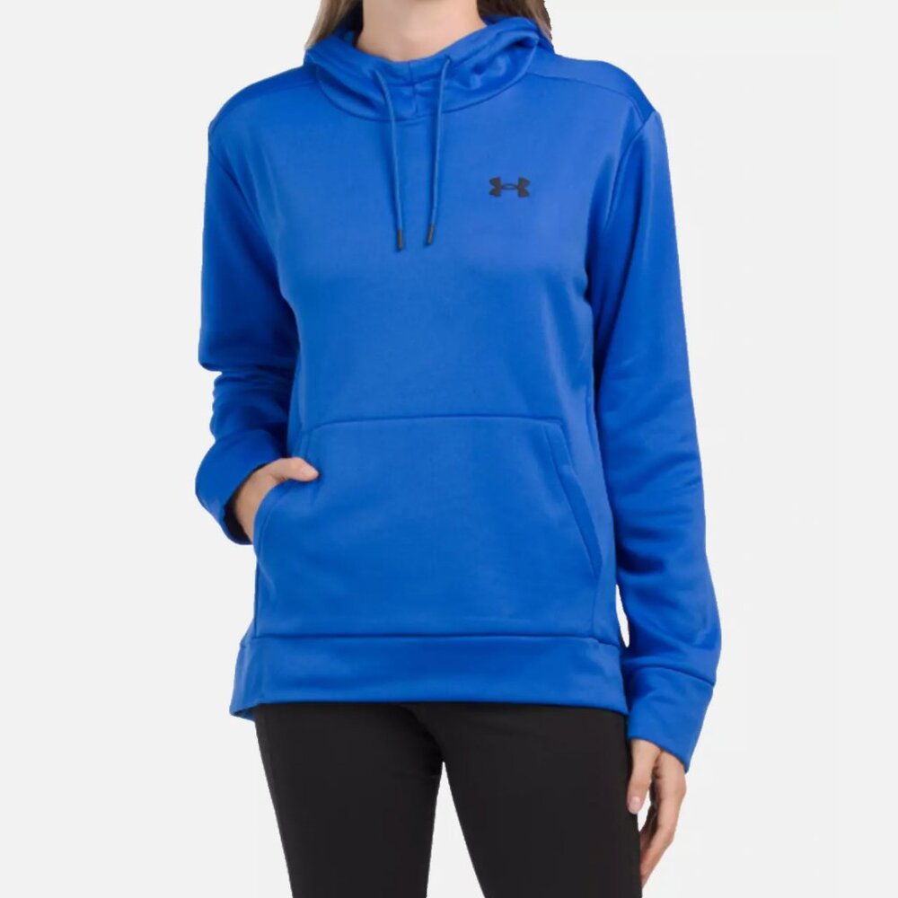 NEW Under Armour Womens Left Chest Armourfleece Hoodie Sweatshirt Versa Blue M